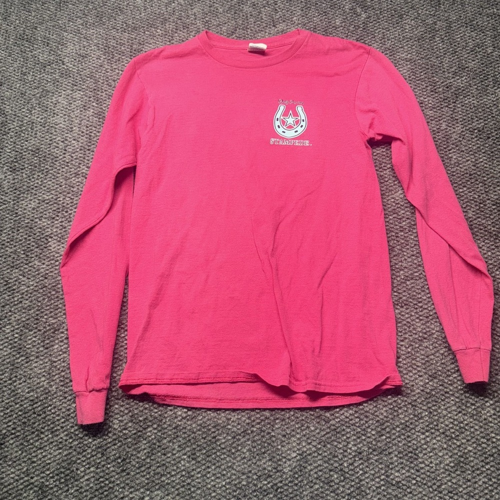 Delta Pro Weight Shirt Women Pink Dolly Parton Stampede Graphic Long Sleeve Tee